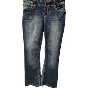 Wallflower Womens Jeans Size 13 Blue The Luscious Curvy Fit Bootcut Embellished